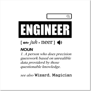 'Definition of Engineer' Witty Student Engineer Gift Posters and Art